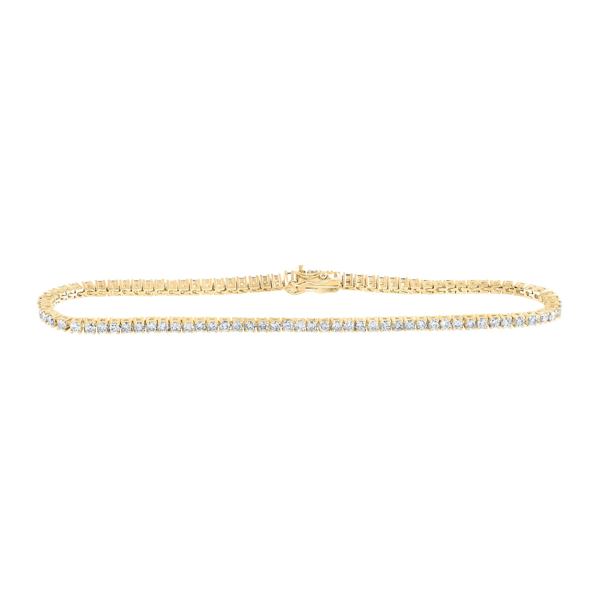 10kt Yellow Gold Womens Round Diamond Fashion Bracelet 2 Cttw