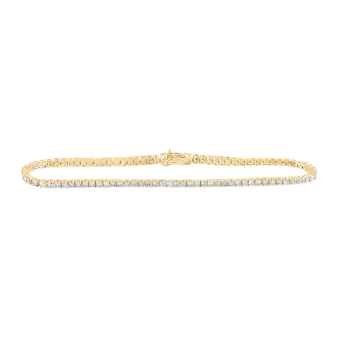 10kt Yellow Gold Womens Round Diamond Fashion Bracelet 2 Cttw