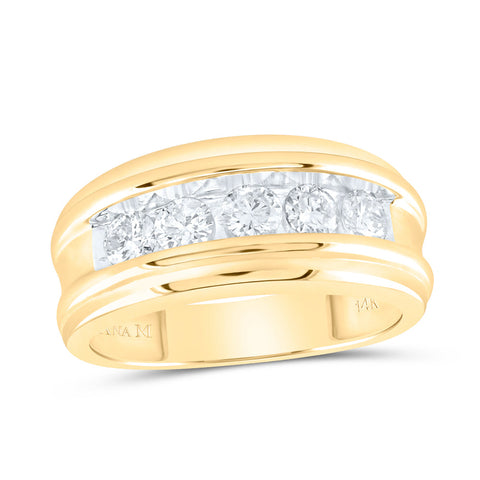 14kt Yellow Gold Mens Round Diamond Wedding Channel Set Band Ring 1 Cttw