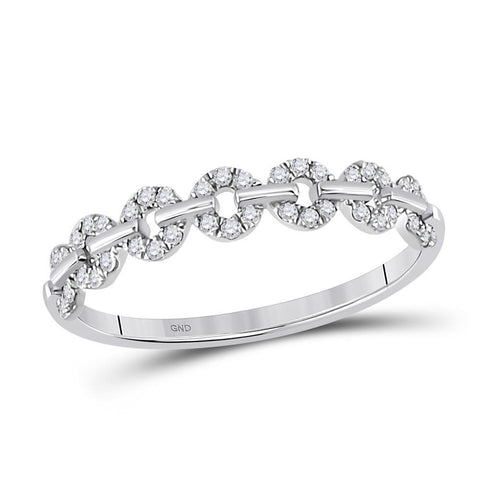 14kt White Gold Womens Round Diamond Stackable Band Ring 1/6 Cttw