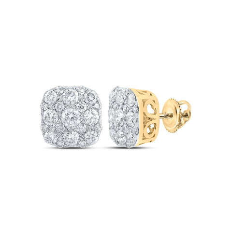 10kt Yellow Gold Womens Round Diamond Square Earrings 1 Cttw