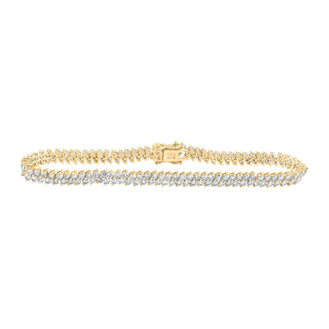 14kt Yellow Gold Womens Round Diamond Tennis Bracelet 4-7/8 Cttw