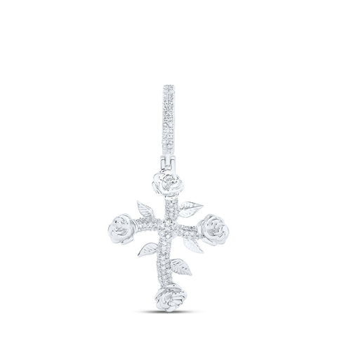 1/3CTW-DIA NK ROSE CROSS MENS CHARM