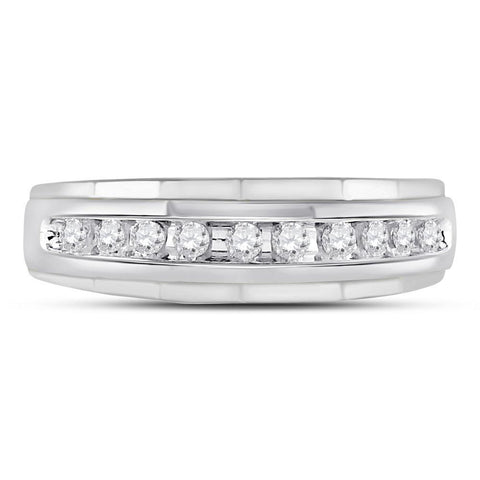 10kt White Gold Mens Round Diamond Wedding Band Ring 1/4 Cttw