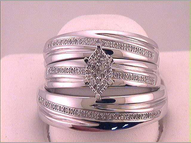 10kt White Gold His Hers Round Diamond Cluster Matching Wedding Set 1/4 Cttw