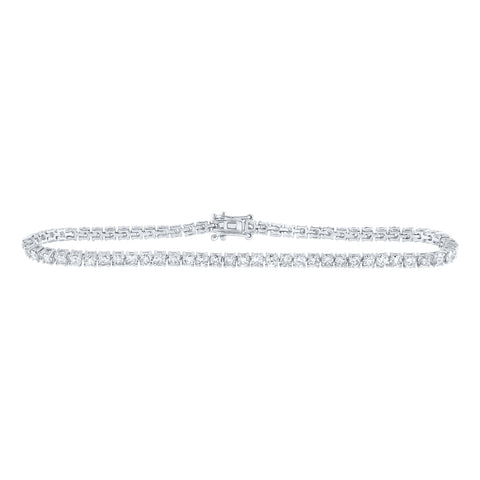 14kt White Gold Womens Round Diamond Single Row Fashion Bracelet 4 Cttw