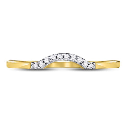 10kt Yellow Gold Womens Round Diamond Contoured Solitaire Enhancer Wedding Band 1/20 Cttw