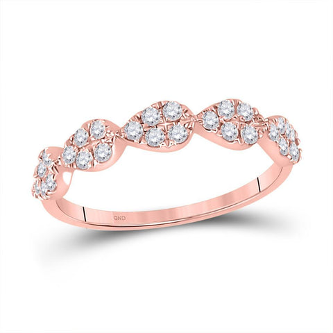 10kt Rose Gold Womens Round Diamond Teardrop Stackable Band Ring 1/3 Cttw