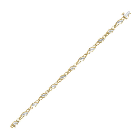 10kt Yellow Gold Womens Round Diamond Fashion Link Bracelet 1/3 Cttw