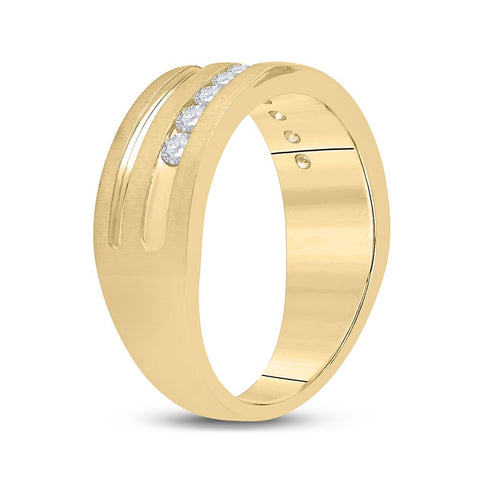 10kt Yellow Gold Mens Round Diamond Wedding Band Ring 1/2 Cttw