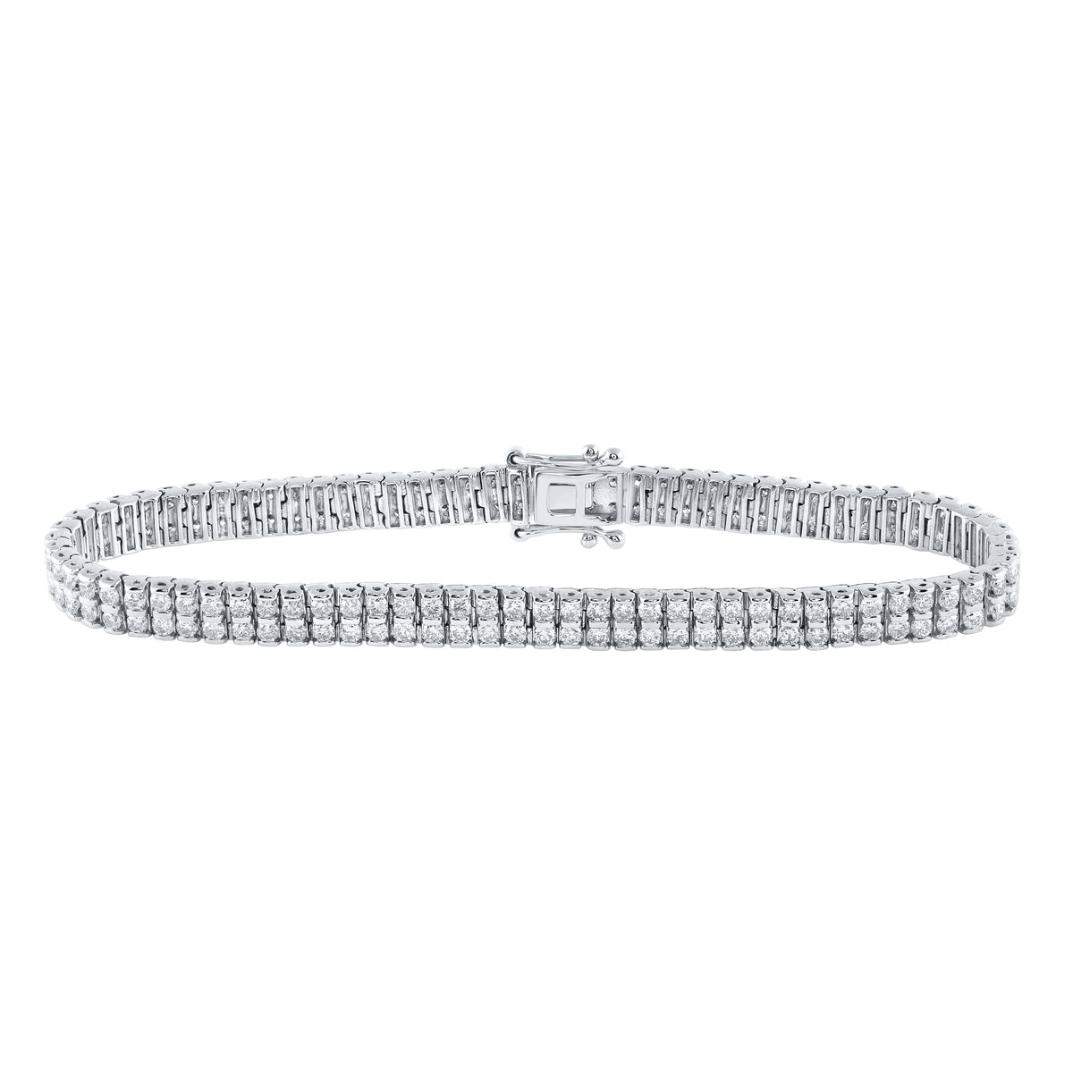 14kt White Gold Womens Round Diamond Double Row Tennis Bracelet 4-1/5 Cttw