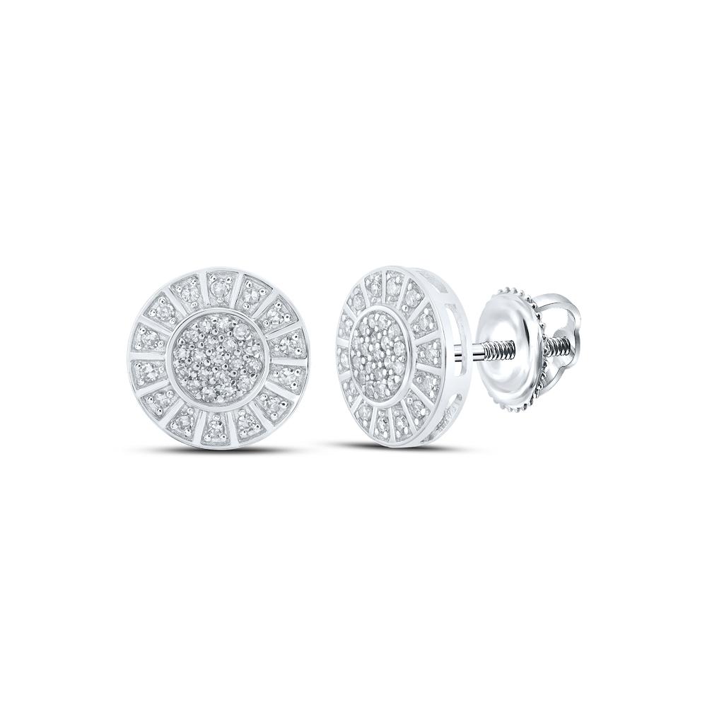 10kt White Gold Womens Round Diamond Circle Earrings 1/3 Cttw