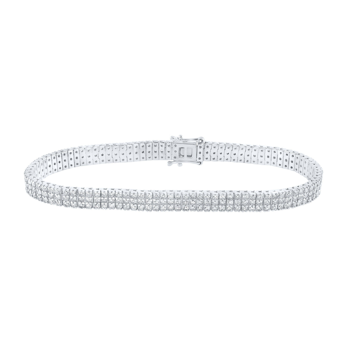 14kt White Gold Womens Round Diamond 3-Row Tennis Bracelet 4 Cttw