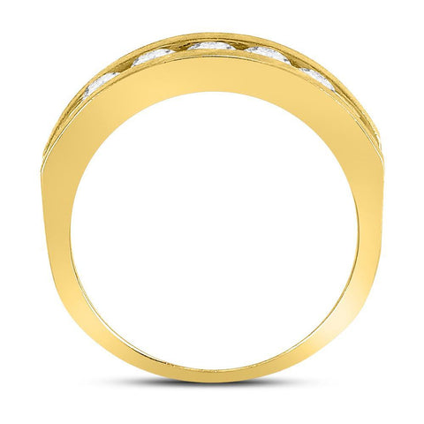 10k Yellow Gold Mens Round Diamond Single Row 5-Stone Wedding Band Ring 1/2 Cttw