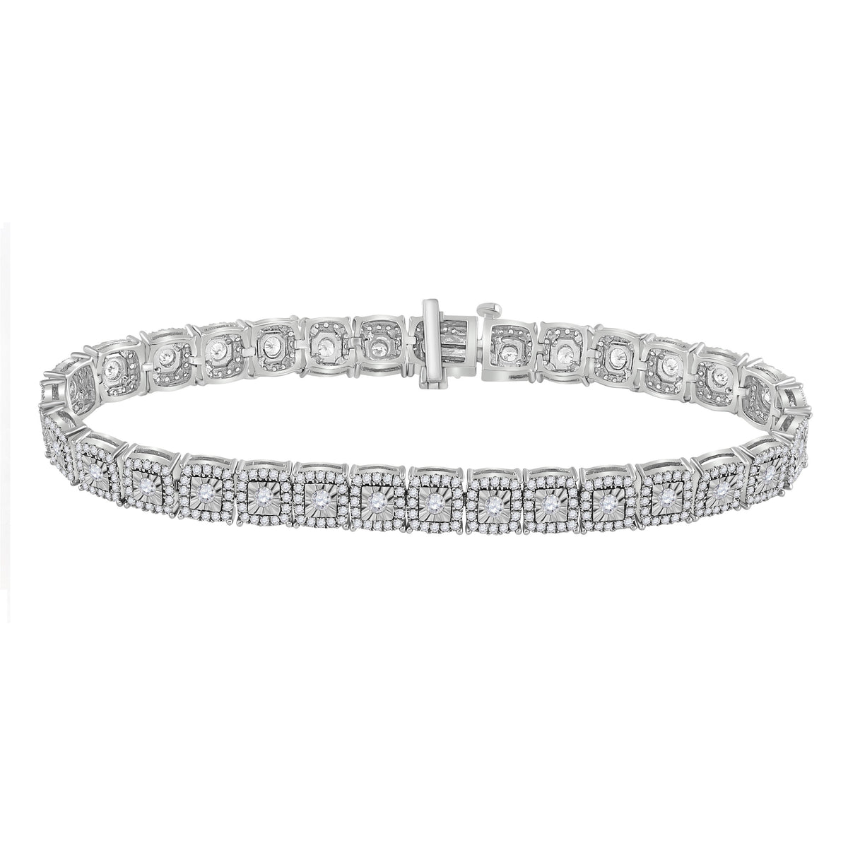 10kt White Gold Womens Round Diamond Tennis Bracelet 3 Cttw