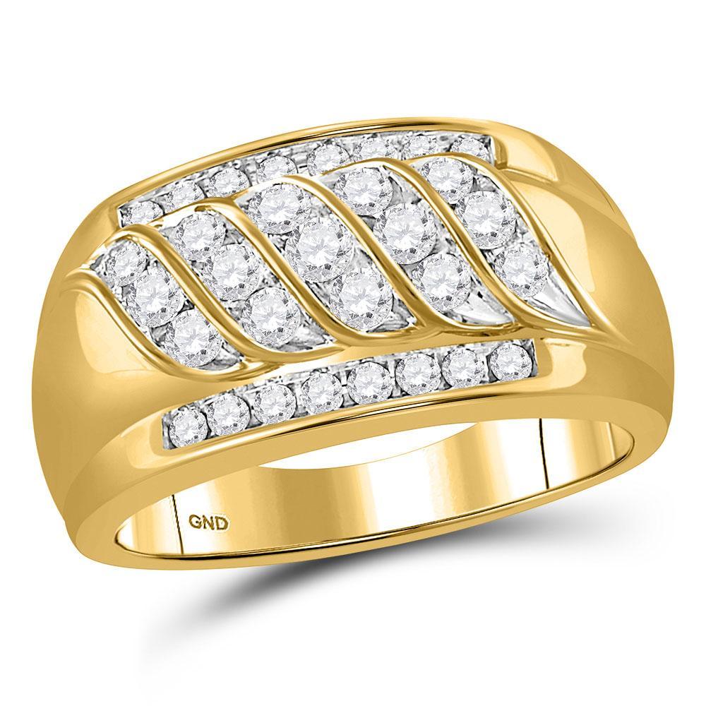 14kt Yellow Gold Mens Round Diamond Wedding Band Ring 1 Cttw