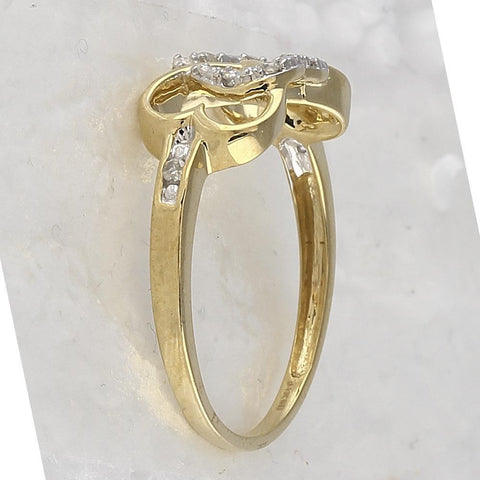 10kt Yellow Gold Womens Round Diamond Infinity Heart Ring 1/10 Cttw