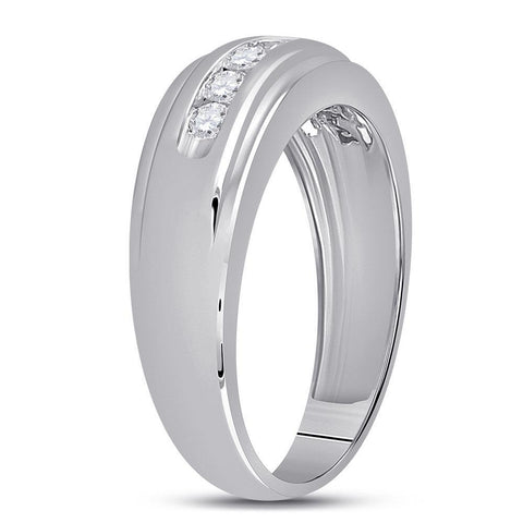 10kt White Gold Mens Round Diamond Wedding Single Row Band Ring 1/2 Cttw