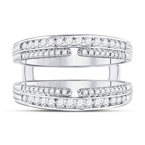 14kt White Gold Womens Round Diamond Wrap Ring Guard Enhancer 1/2 Cttw