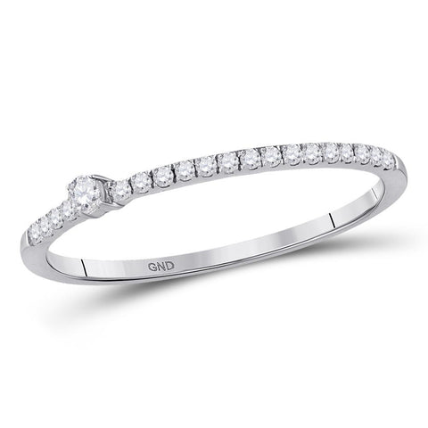 10kt White Gold Womens Round Diamond Solitaire Stackable Band Ring 1/6 Cttw