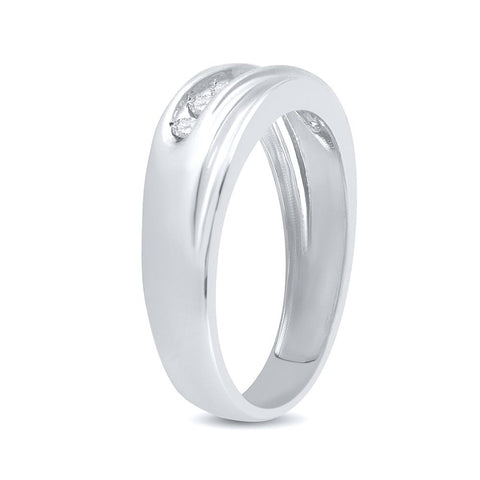 14kt White Gold Mens Round Channel-set Diamond Wedding Anniversary Band Ring 1/4 Cttw