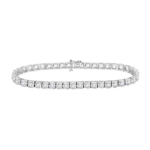 14kt White Gold Womens Round Diamond Studded Tennis Bracelet 2 Cttw