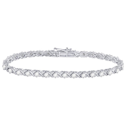 14kt White Gold Womens Round Diamond Tennis Bracelet 3 Cttw