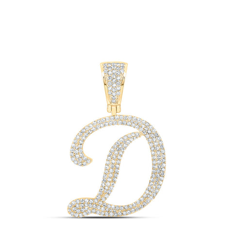 10kt Yellow Gold Mens Round Diamond D Initial Letter Charm Pendant 1 Cttw