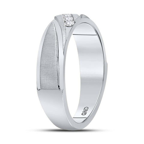 10kt White Gold Mens Round Diamond Wedding Channel Set Band Ring 1/6 Cttw