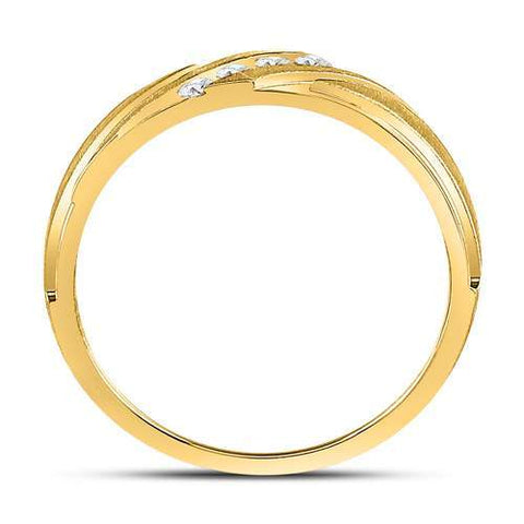 10kt Yellow Gold Mens Round Diamond Wedding Band Ring 1/6 Cttw