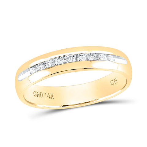 14kt Yellow Gold Mens Round Diamond Single-row Channel-set Wedding Band Ring 1/4 Cttw