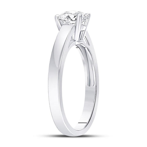 14kt White Gold Womens Round Diamond Solitaire Bridal Wedding Engagement Ring 3/4 Cttw