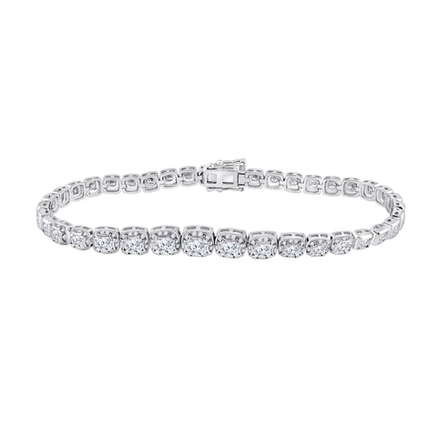 14kt White Gold Womens Round Diamond Tennis Bracelet 3-3/4 Cttw