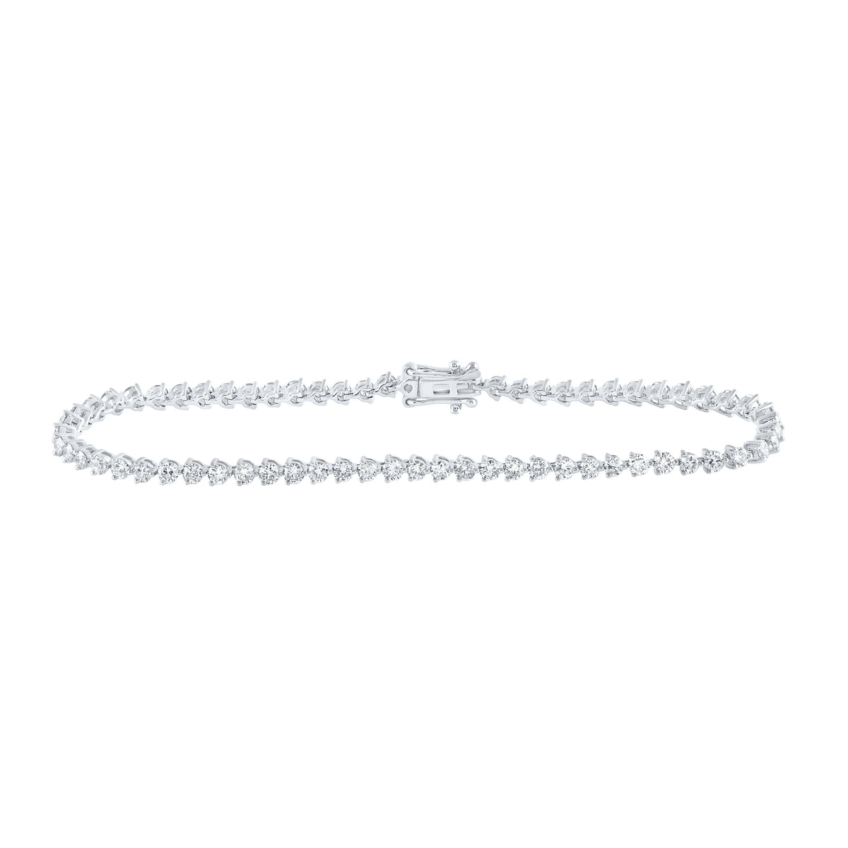 14kt White Gold Womens Round Diamond Single Row Tennis Bracelet 2-3/4 Cttw