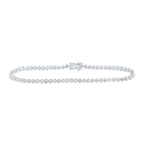 14kt White Gold Womens Round Diamond Single Row Tennis Bracelet 2-3/4 Cttw